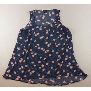 Torrid Womens Floral Blue Pink Sleeveless Sheer Blouse Sz 0 0X